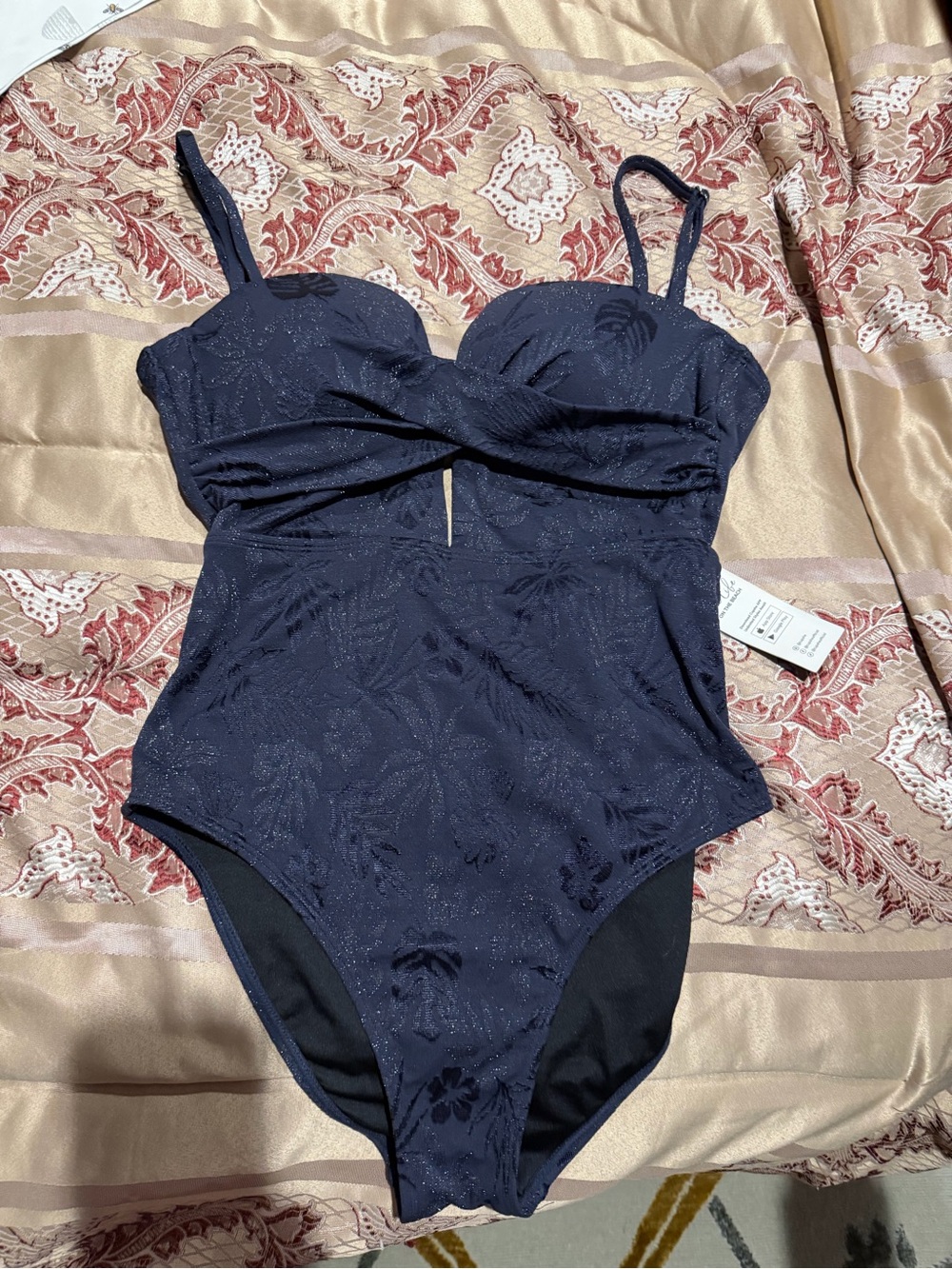 Black Sparkle One-Piece Swimsuit size M